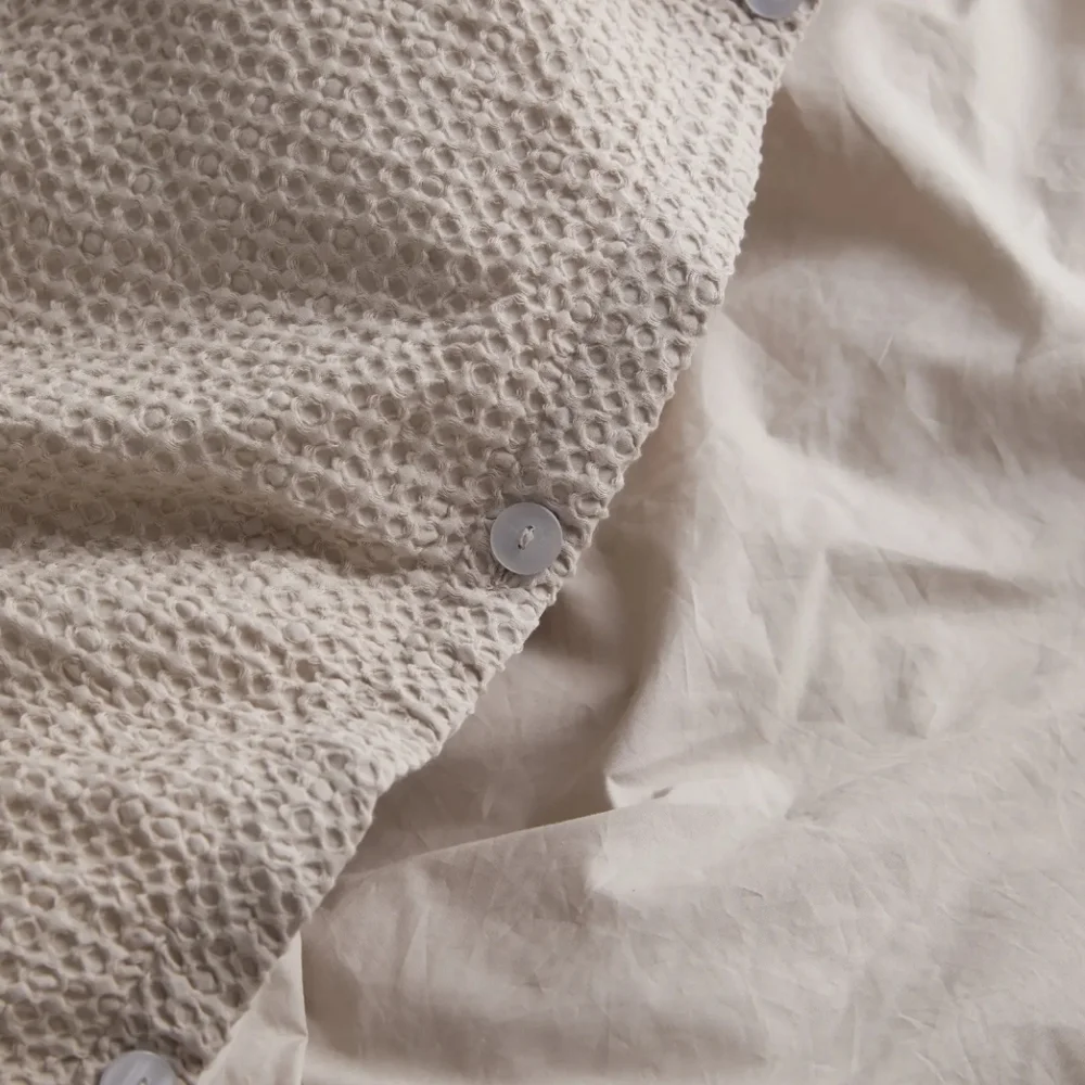 Quince 100% Organic Cotton Waffle Sand Duvet & 2 Shams! Full/ Queen (665)